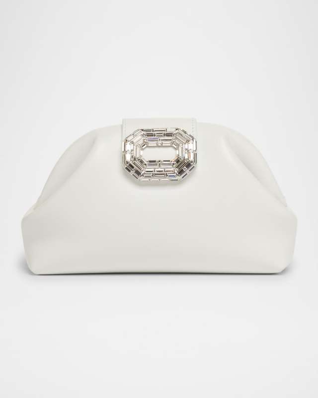 Camelia Buckle Leather Clutch Bag